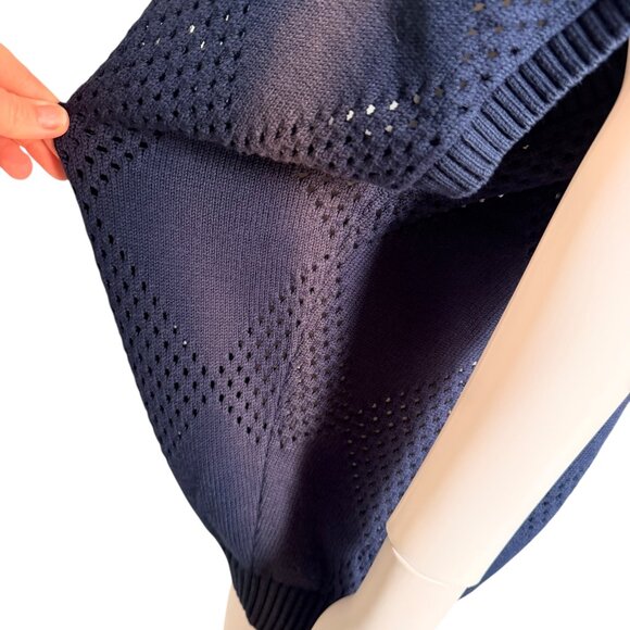 Wilson Argyle Mesh Sweater Navy Blue Size XL - Picture 5 of 6